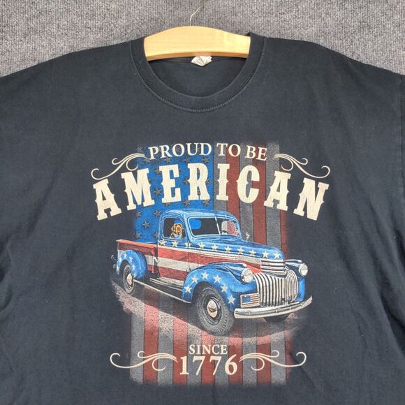 Fruit Of The Loom Men's Proud To Be American Graphic T-Shirt Black 2XL Cotton - Picture 3 of 12